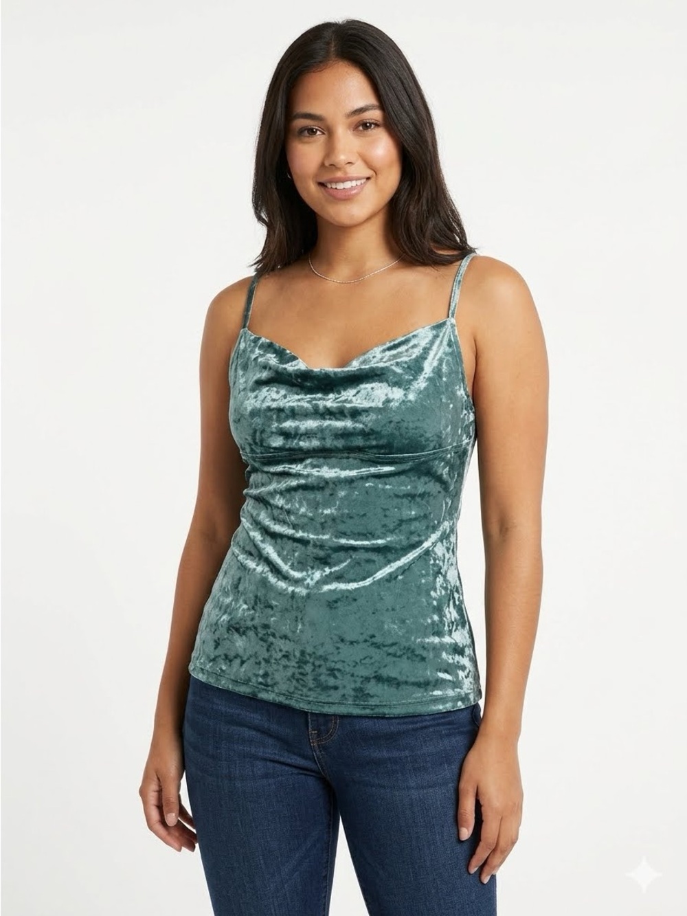 Intimately by Free People Crushed Velvet Cowl Neck Cami in Evergreen Size S